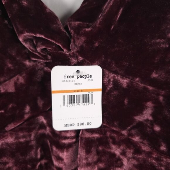NWT FREE PEOPLE COME TOGETHER SEXY BERRY VELVET BODYCON CUTOUT Mini DRESS Small - Picture 13 of 15